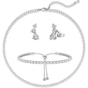 👑Women Classic Fashion Costume Friendship Party Gift Wedding Silver Jewelry Set